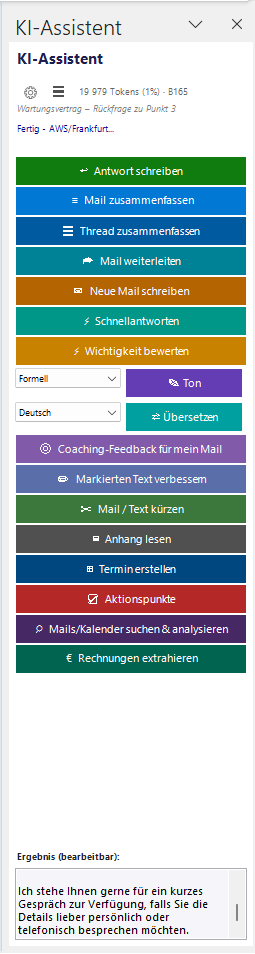 Outlook-AI Assistent Seitenleiste