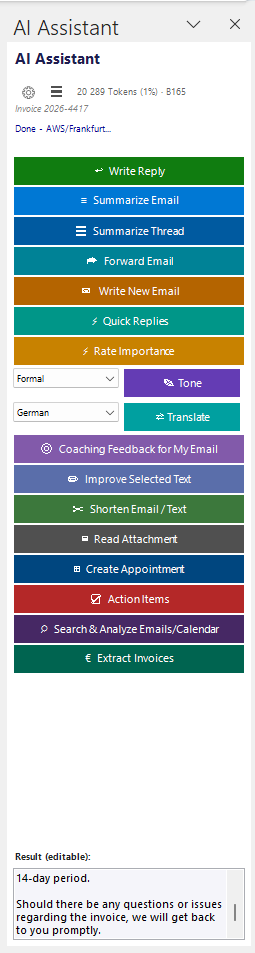 Outlook-AI Assistant side panel